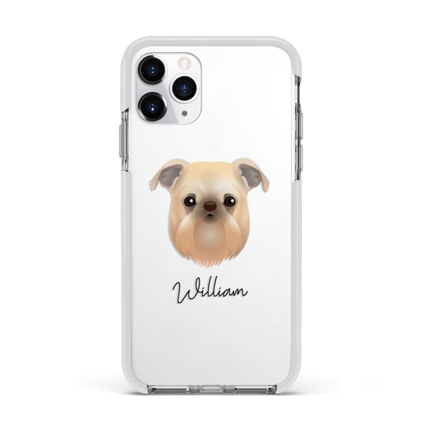 Griffon Bruxellois Personalised Apple iPhone 11 Pro in Silver with White Impact Case