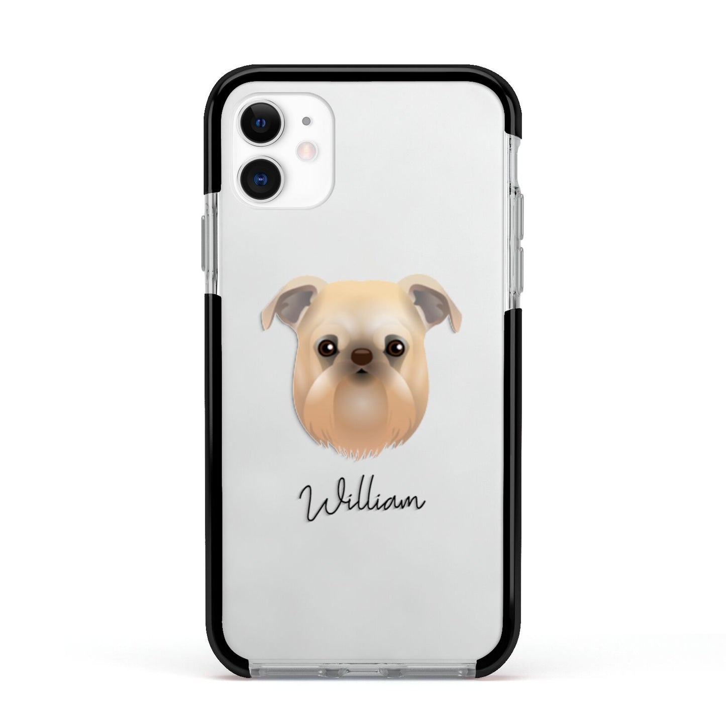 Griffon Bruxellois Personalised Apple iPhone 11 in White with Black Impact Case