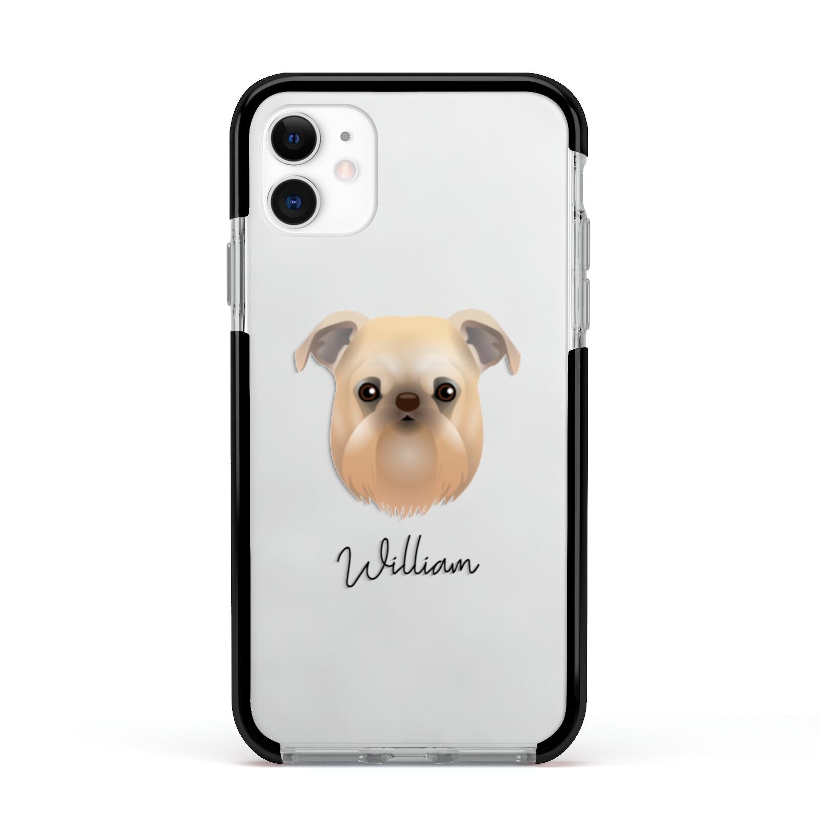 Griffon Bruxellois Personalised Apple iPhone 11 in White with Black Impact Case