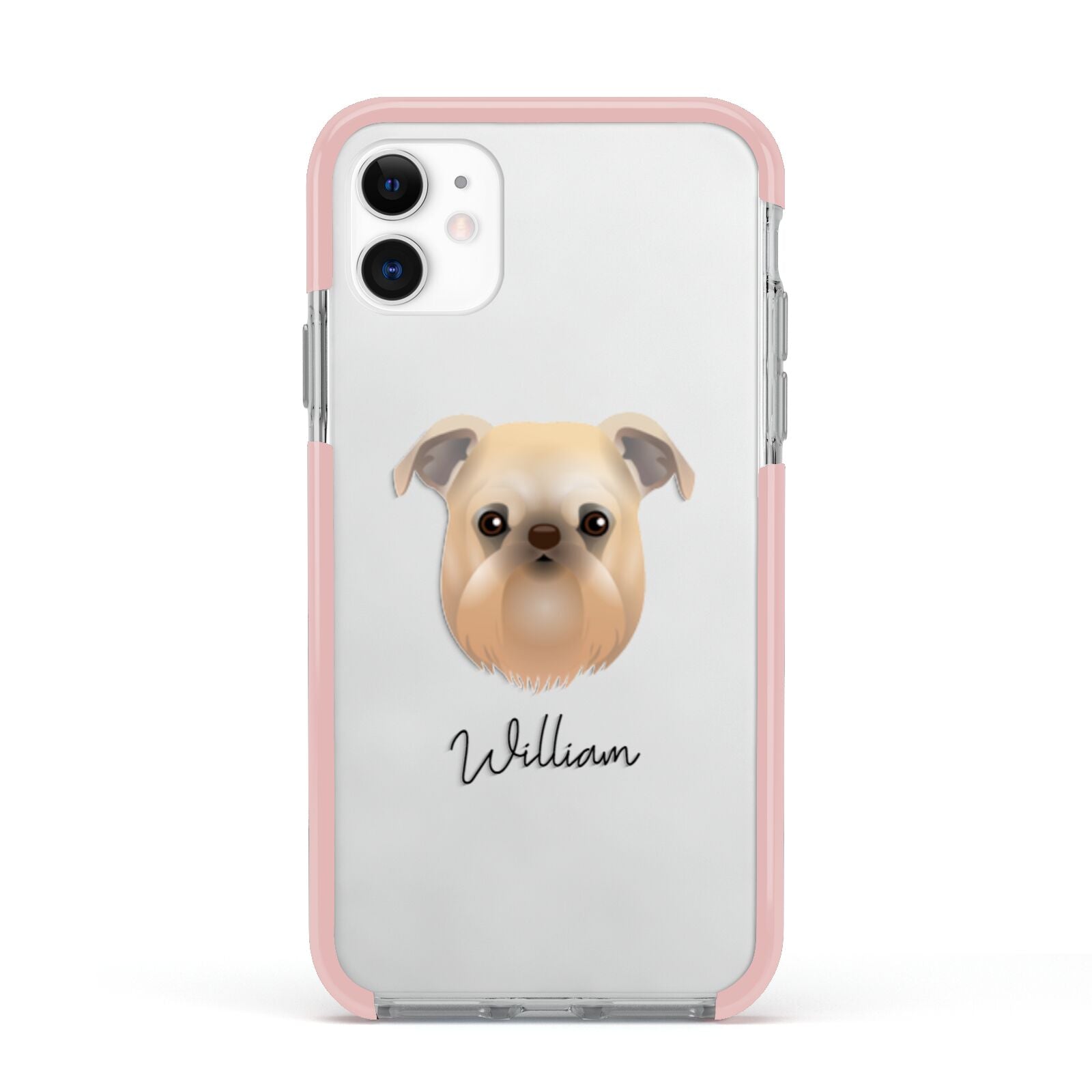 Griffon Bruxellois Personalised Apple iPhone 11 in White with Pink Impact Case