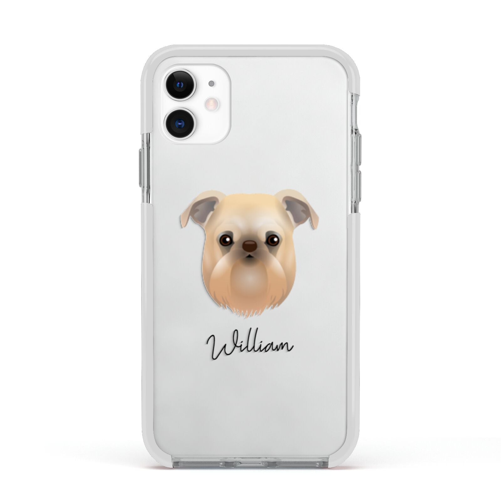 Griffon Bruxellois Personalised Apple iPhone 11 in White with White Impact Case
