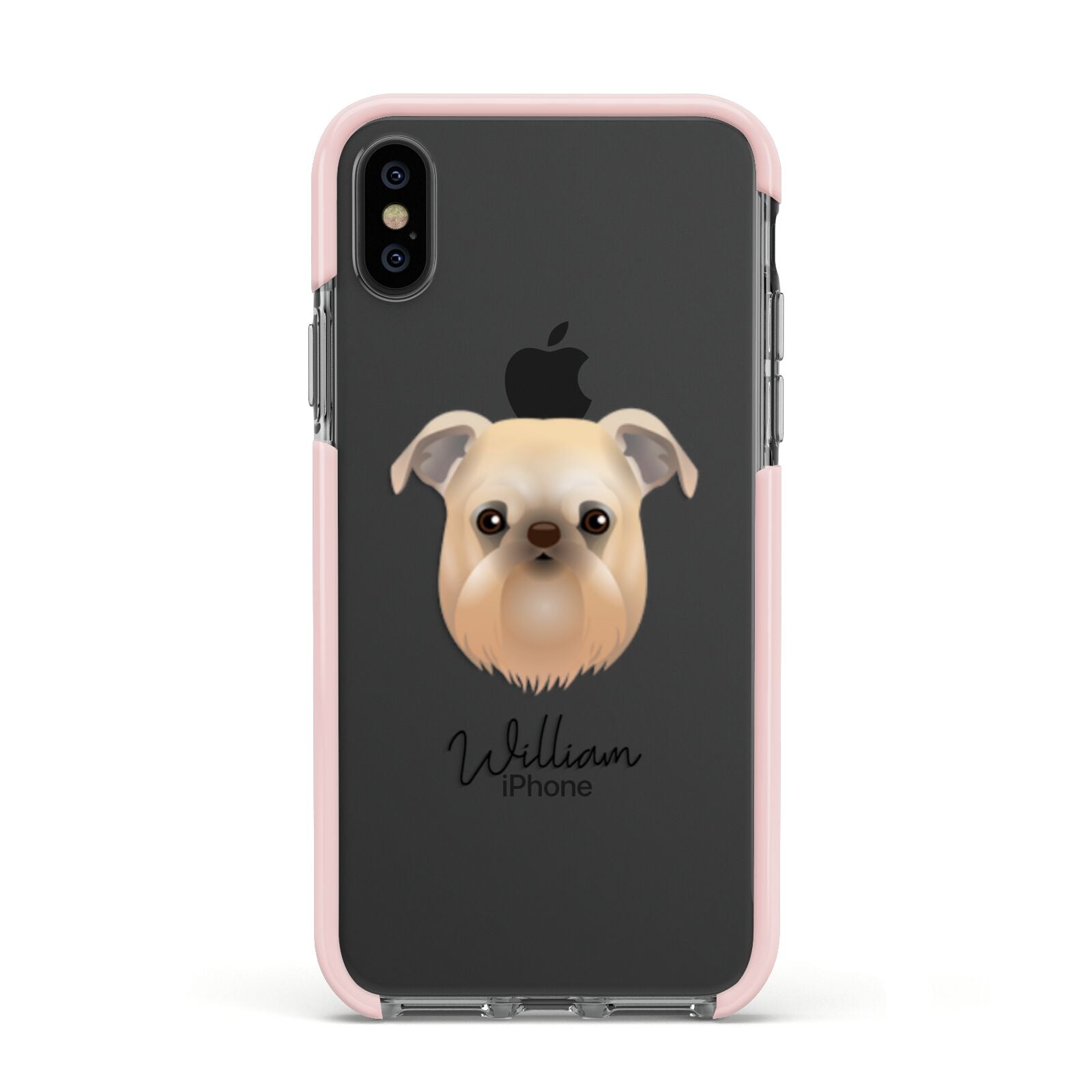 Griffon Bruxellois Personalised Apple iPhone Xs Impact Case Pink Edge on Black Phone