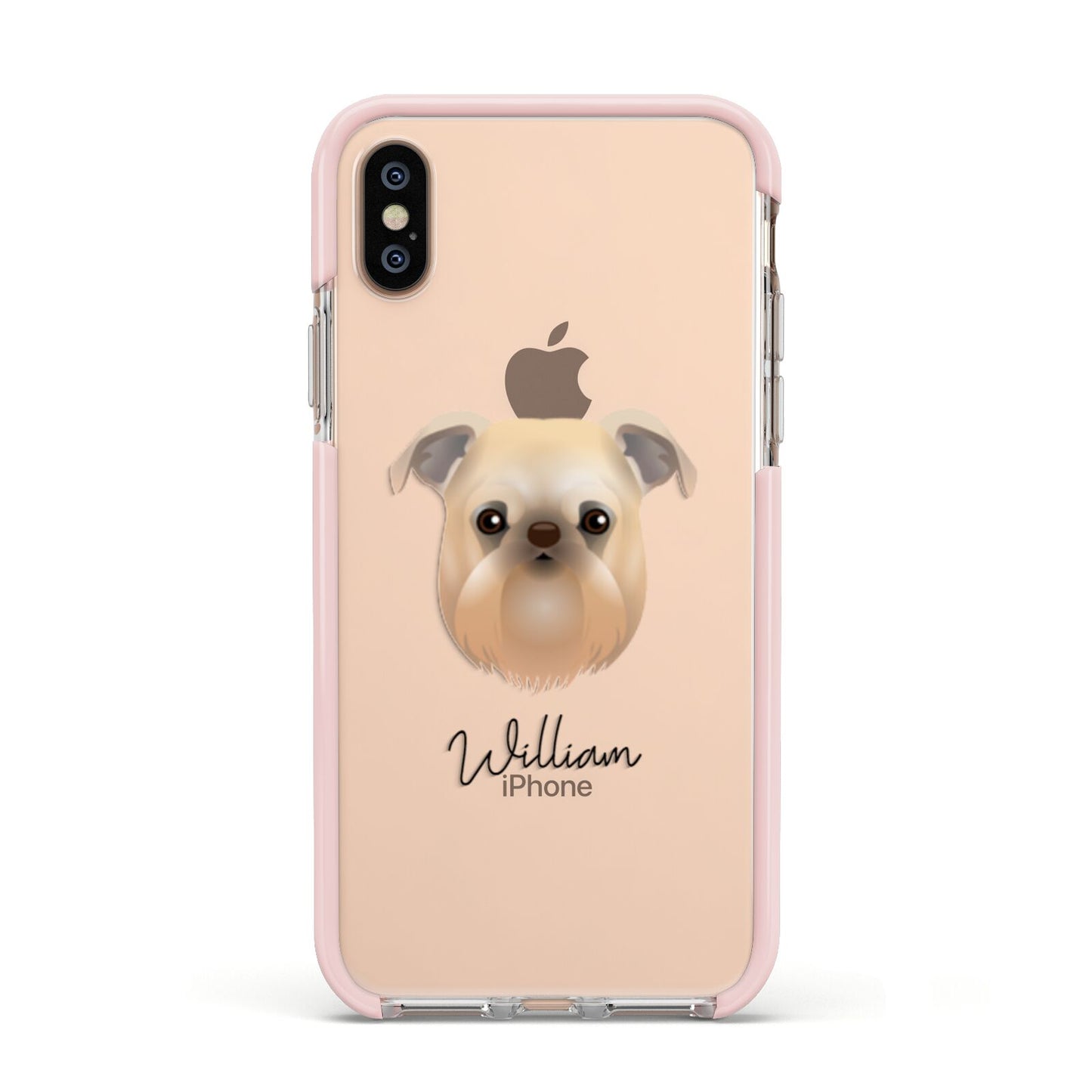 Griffon Bruxellois Personalised Apple iPhone Xs Impact Case Pink Edge on Gold Phone