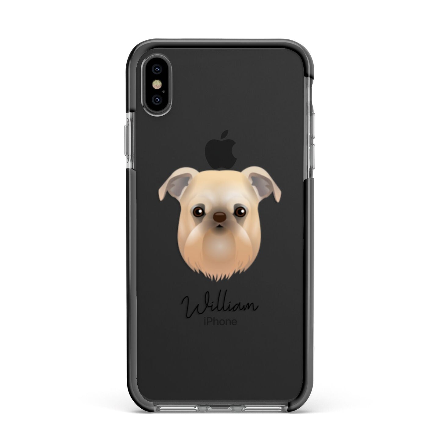 Griffon Bruxellois Personalised Apple iPhone Xs Max Impact Case Black Edge on Black Phone