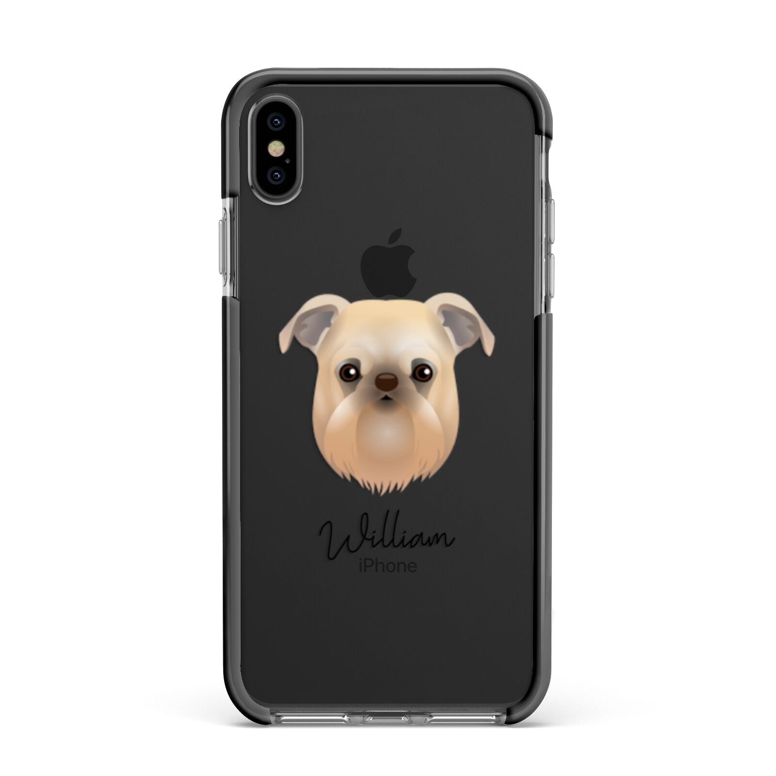 Griffon Bruxellois Personalised Apple iPhone Xs Max Impact Case Black Edge on Black Phone
