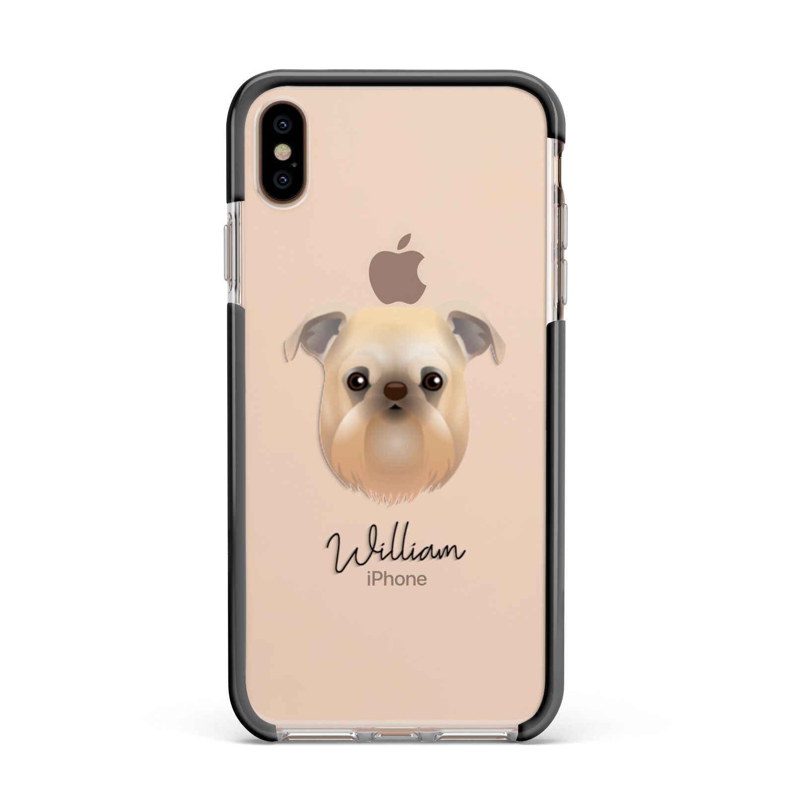Griffon Bruxellois Personalised Apple iPhone Xs Max Impact Case Black Edge on Gold Phone