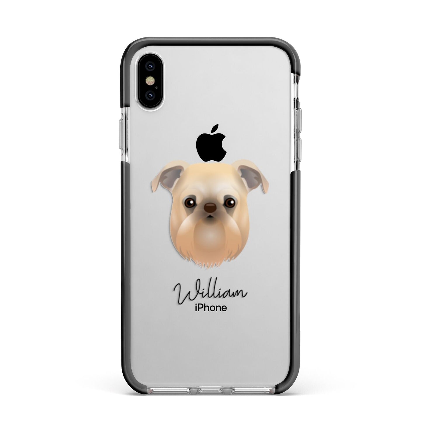 Griffon Bruxellois Personalised Apple iPhone Xs Max Impact Case Black Edge on Silver Phone