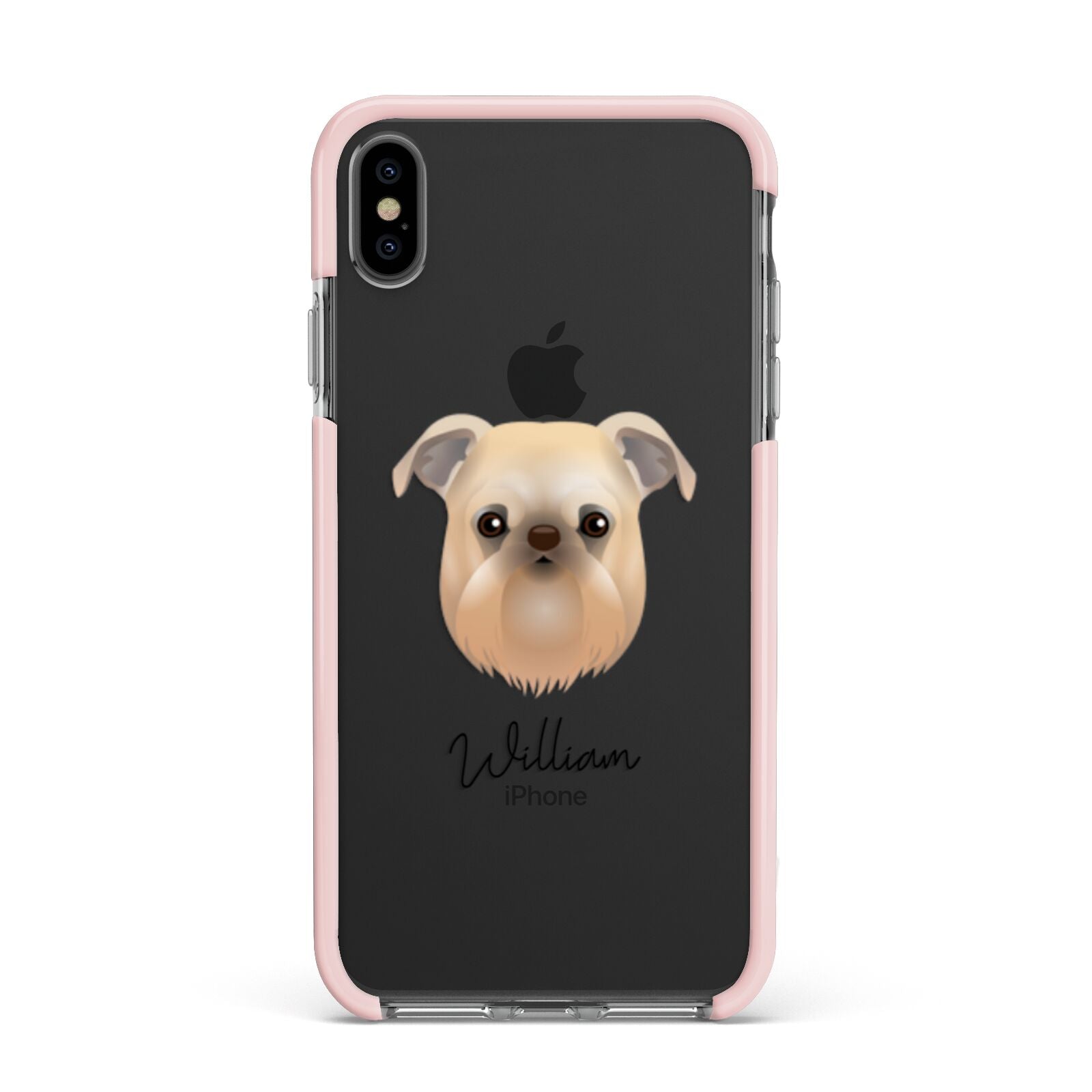 Griffon Bruxellois Personalised Apple iPhone Xs Max Impact Case Pink Edge on Black Phone