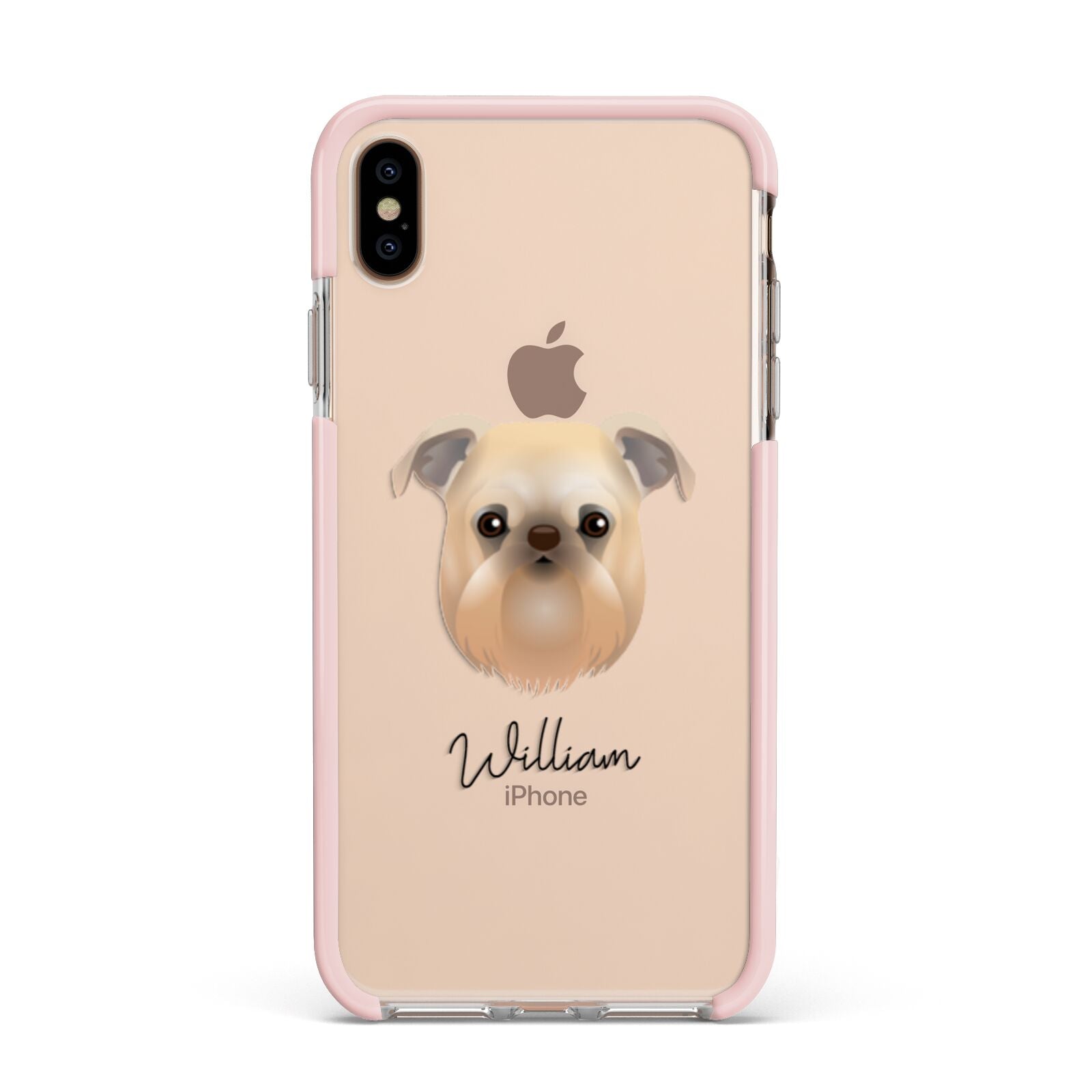 Griffon Bruxellois Personalised Apple iPhone Xs Max Impact Case Pink Edge on Gold Phone
