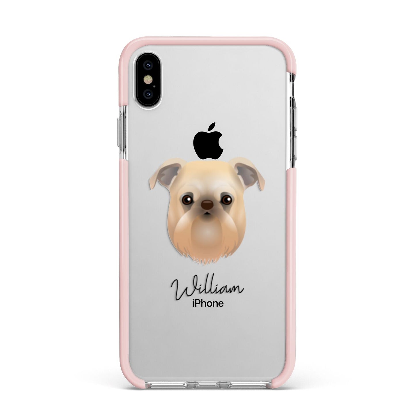 Griffon Bruxellois Personalised Apple iPhone Xs Max Impact Case Pink Edge on Silver Phone