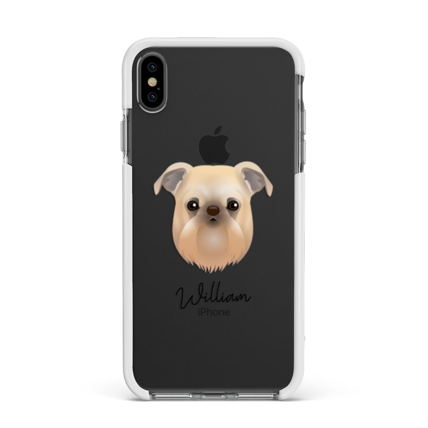 Griffon Bruxellois Personalised Apple iPhone Xs Max Impact Case White Edge on Black Phone