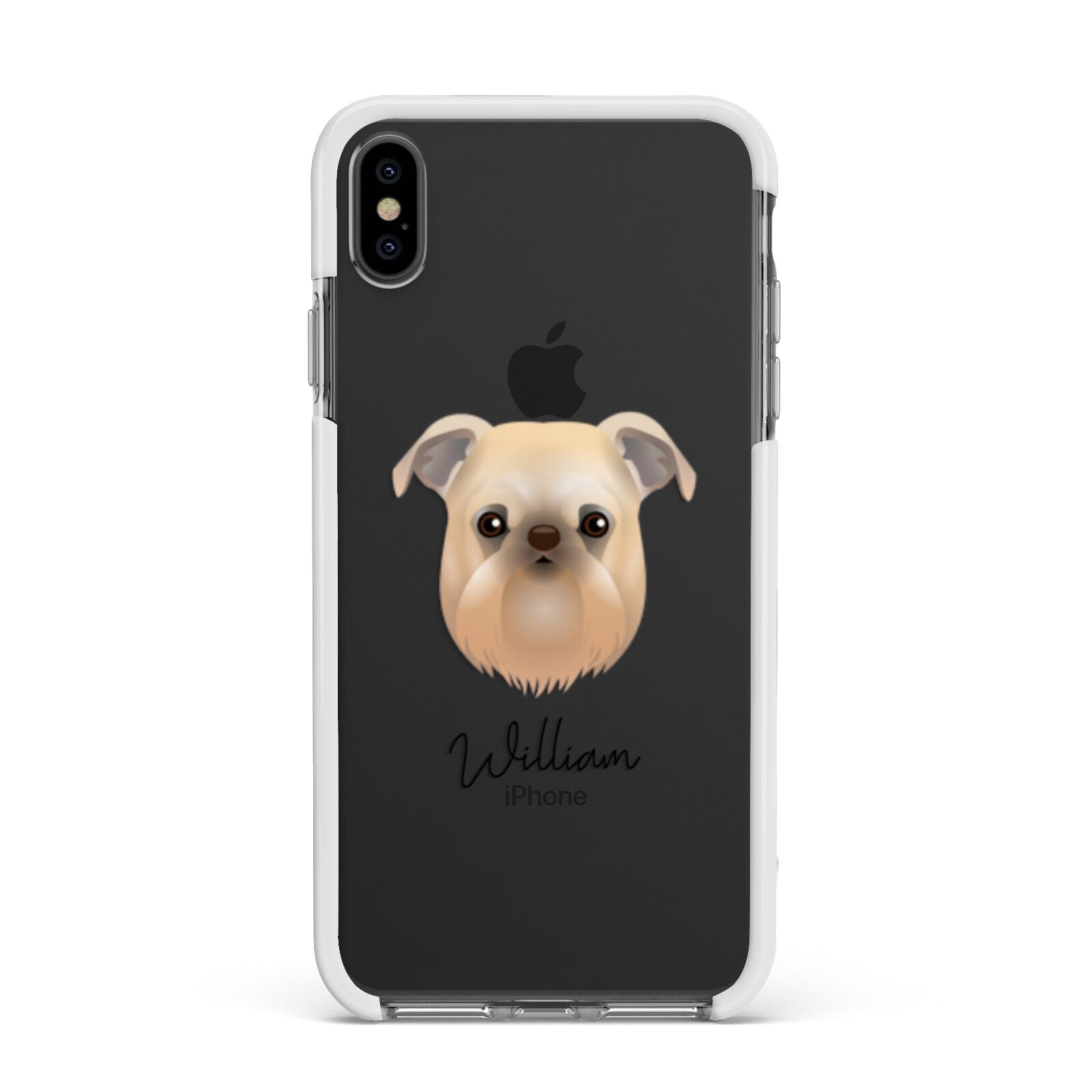 Griffon Bruxellois Personalised Apple iPhone Xs Max Impact Case White Edge on Black Phone