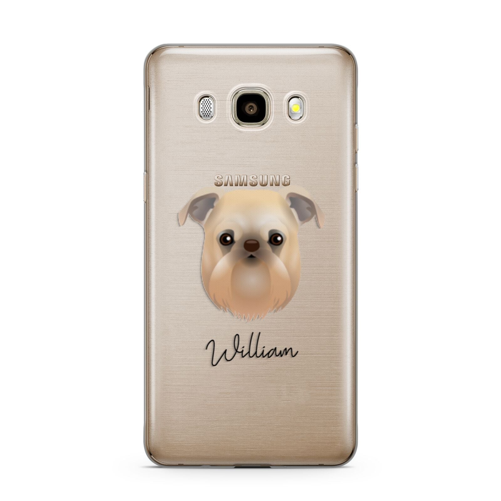 Griffon Bruxellois Personalised Samsung Galaxy J7 2016 Case on gold phone