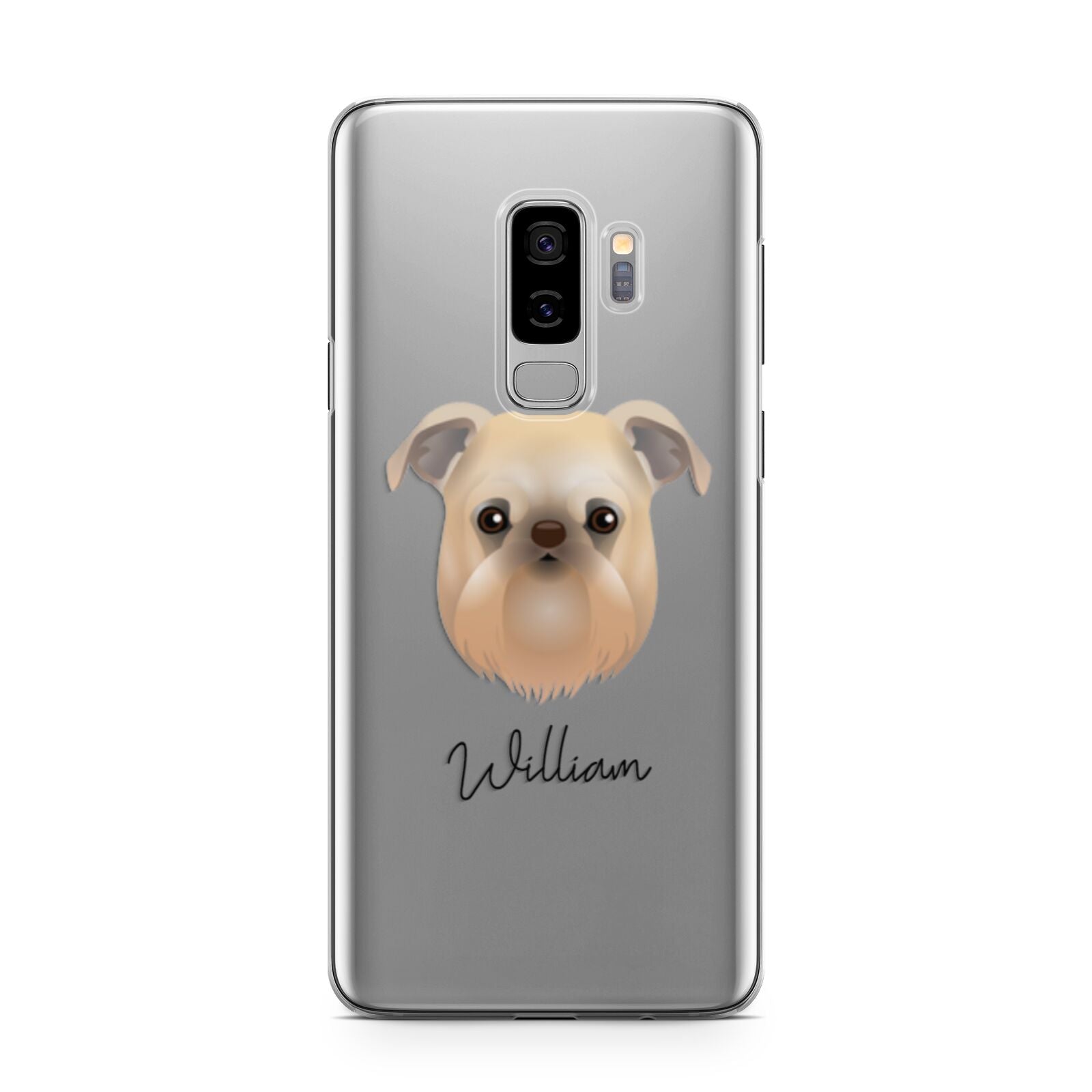 Griffon Bruxellois Personalised Samsung Galaxy S9 Plus Case on Silver phone
