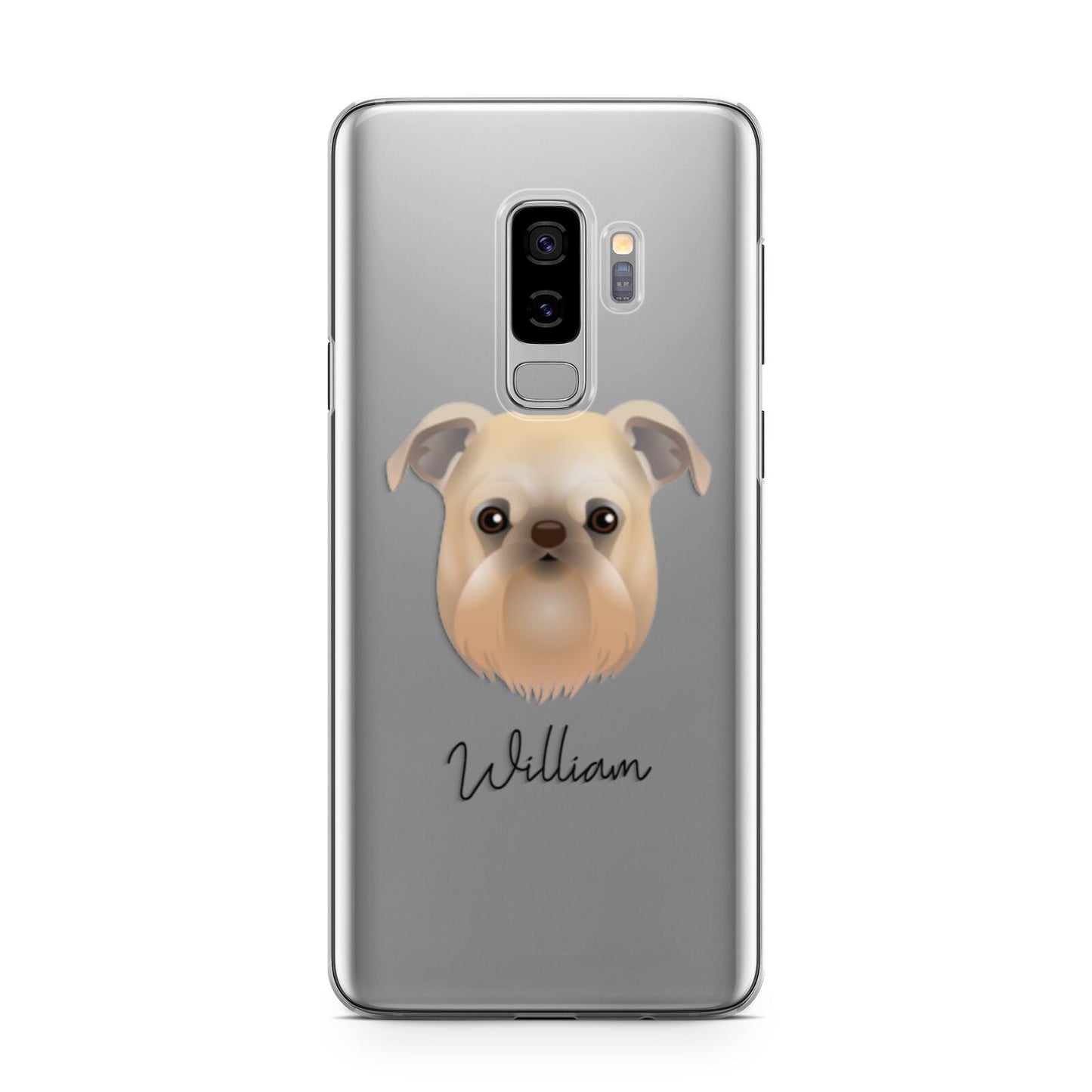 Griffon Bruxellois Personalised Samsung Galaxy S9 Plus Case on Silver phone
