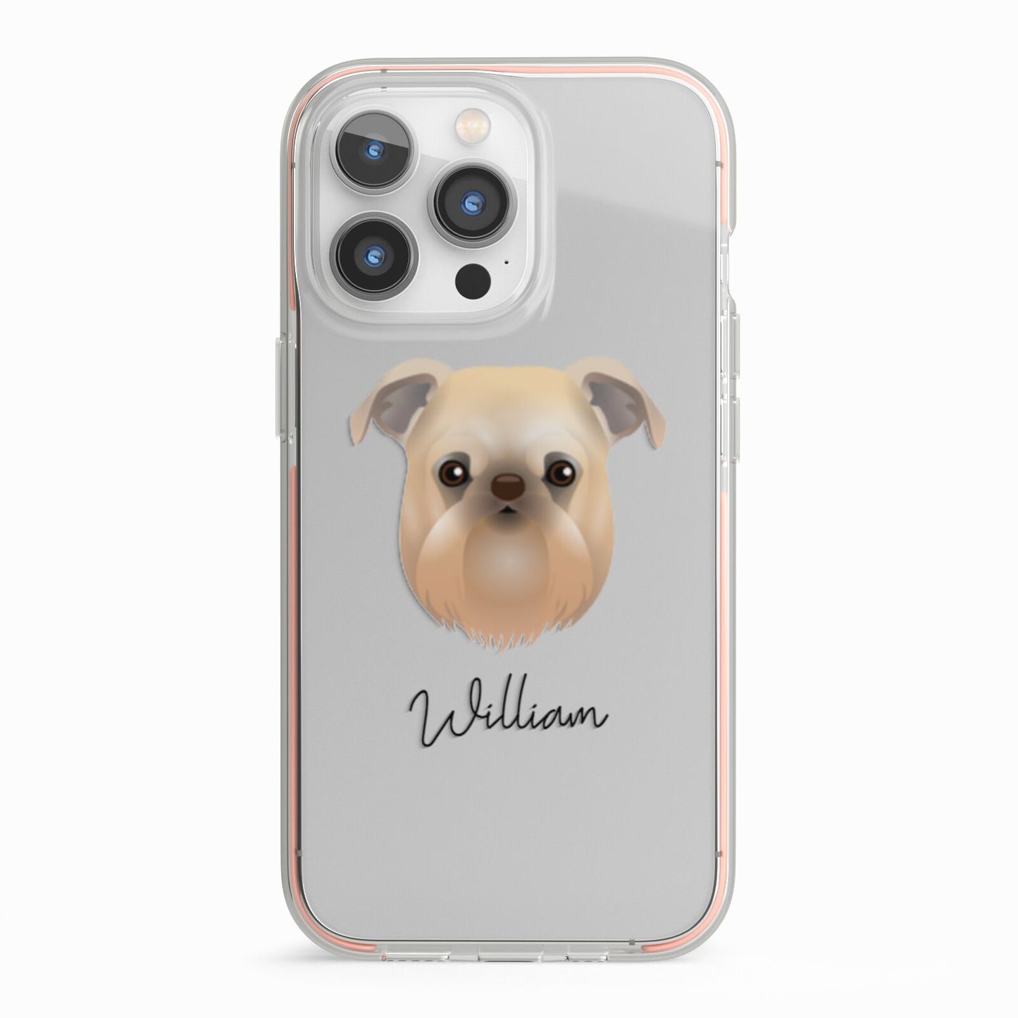 Griffon Bruxellois Personalised iPhone 13 Pro TPU Impact Case with Pink Edges