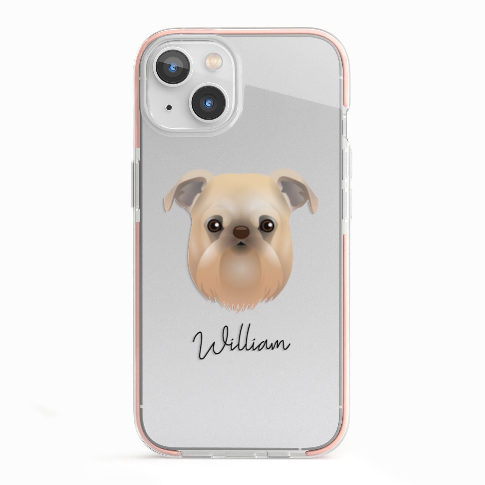 Griffon Bruxellois Personalised iPhone 13 TPU Impact Case with Pink Edges