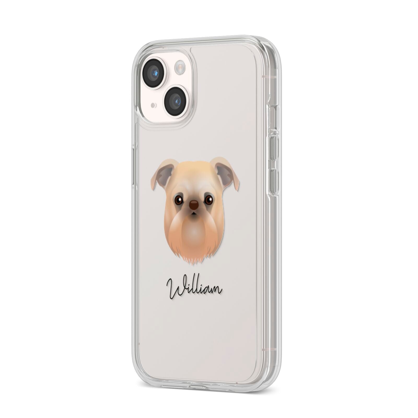 Griffon Bruxellois Personalised iPhone 14 Clear Tough Case Starlight Angled Image