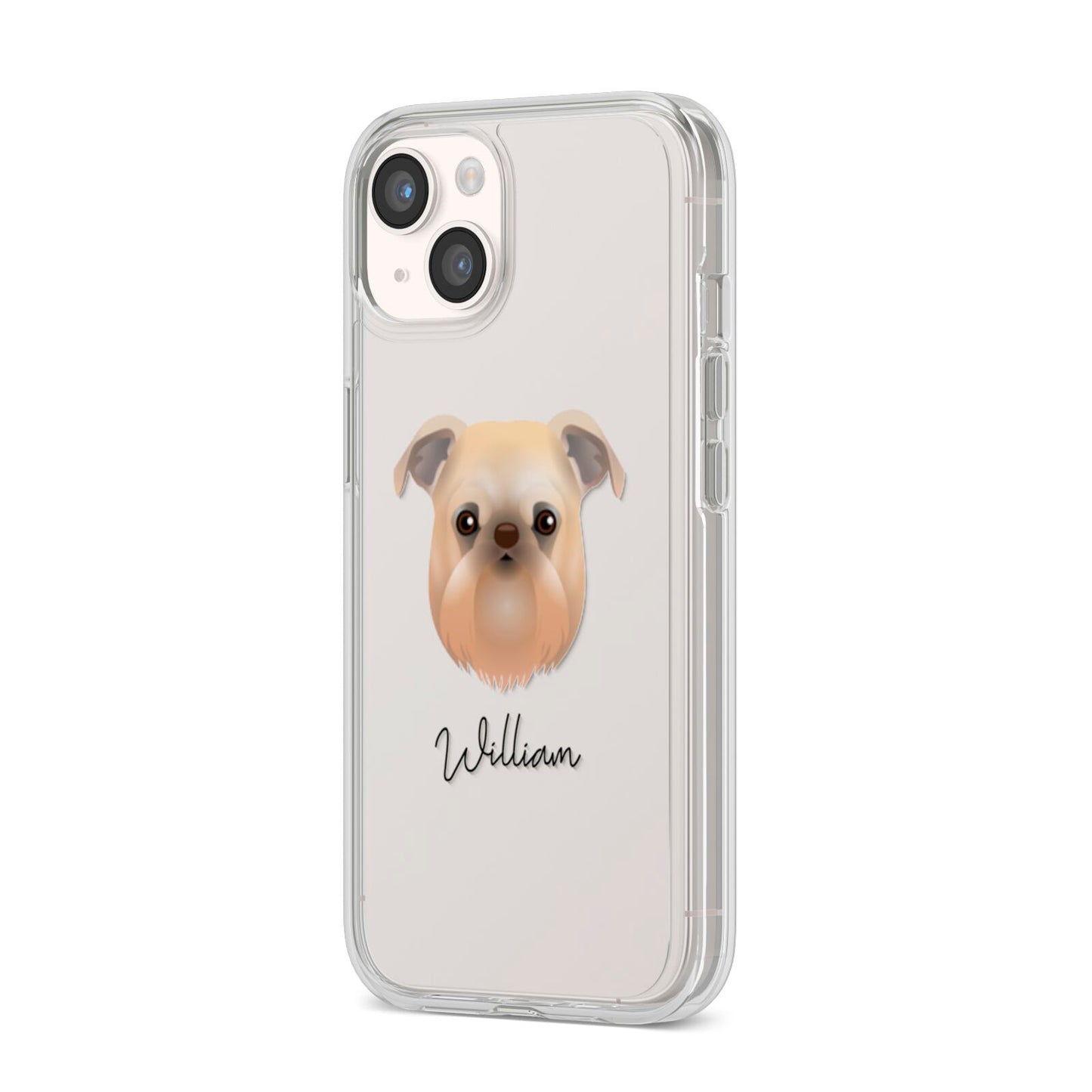 Griffon Bruxellois Personalised iPhone 14 Clear Tough Case Starlight Angled Image