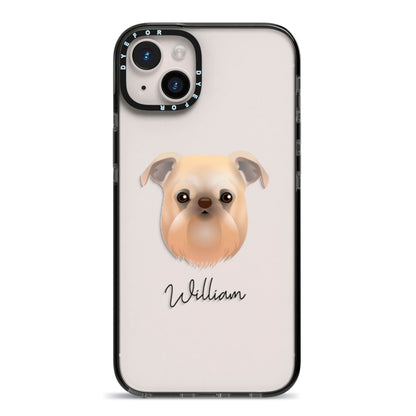 Griffon Bruxellois Personalised iPhone 14 Plus Black Impact Case on Silver phone