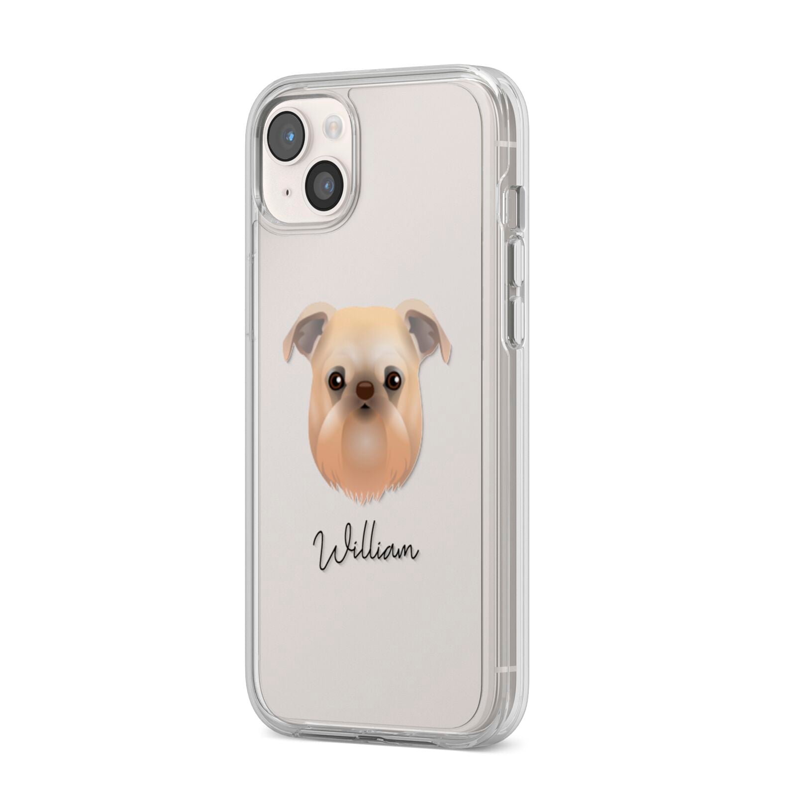 Griffon Bruxellois Personalised iPhone 14 Plus Clear Tough Case Starlight Angled Image