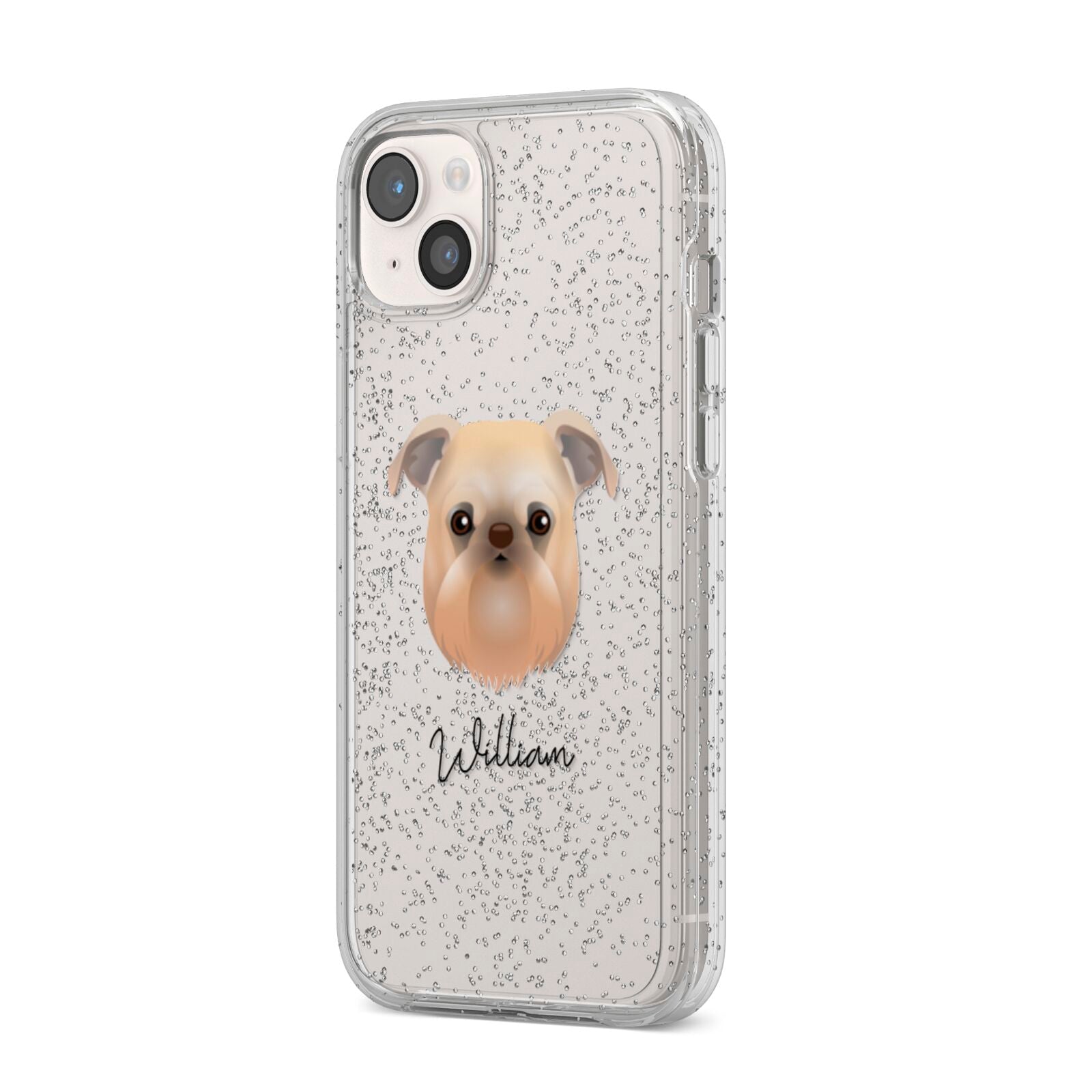 Griffon Bruxellois Personalised iPhone 14 Plus Glitter Tough Case Starlight Angled Image