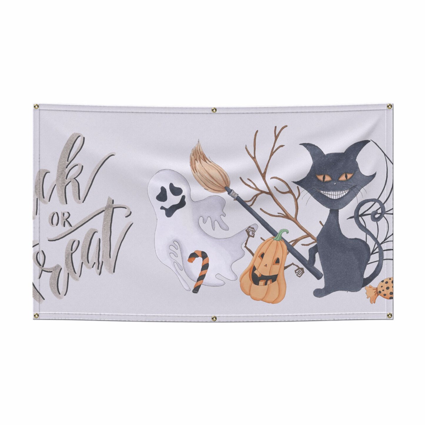 Grinning Cat Halloween 5x3 Vinly Banner with Grommets