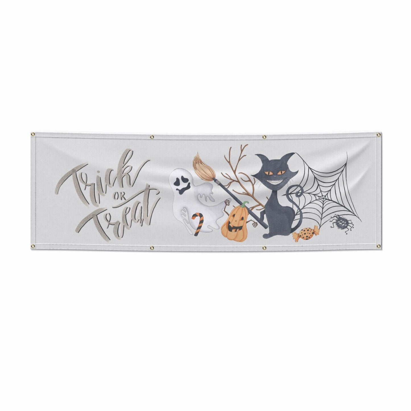 Grinning Cat Halloween 6x2 Vinly Banner with Grommets