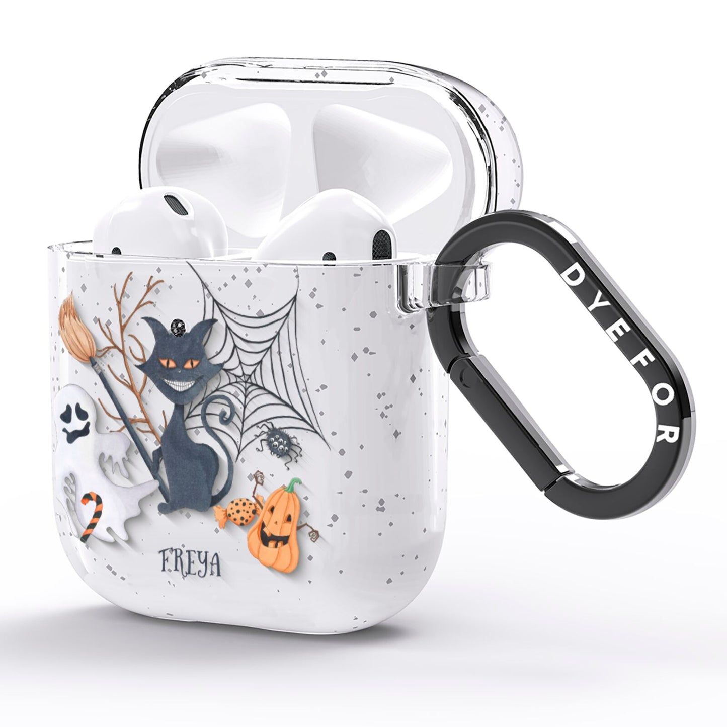 Grinning Cat Halloween AirPods Glitter Case Side Image