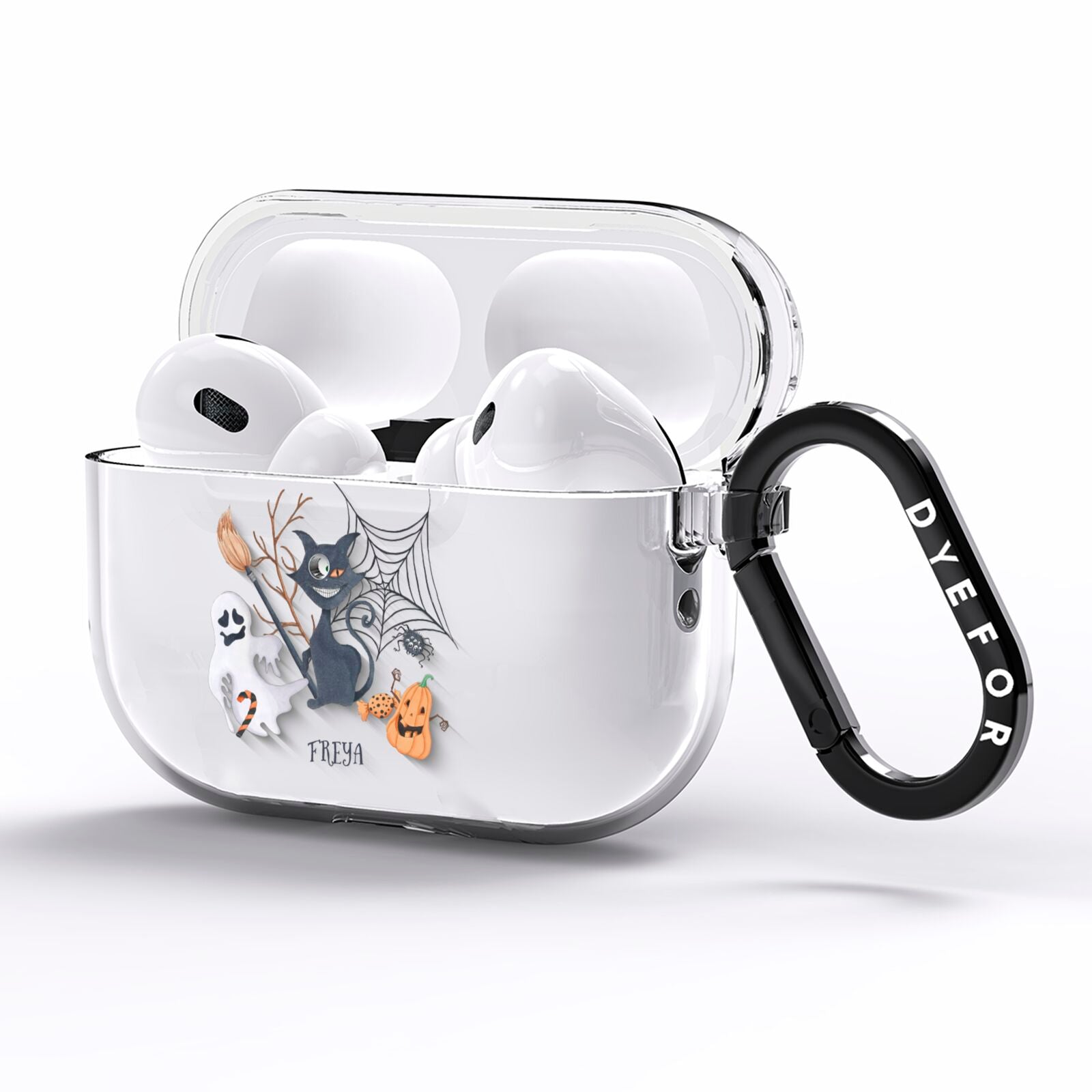 Grinning Cat Halloween AirPods Pro Clear Case Side Image