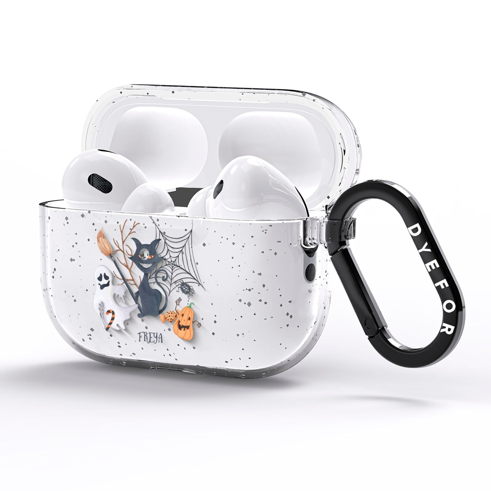 Grinning Cat Halloween AirPods Pro Glitter Case Side Image