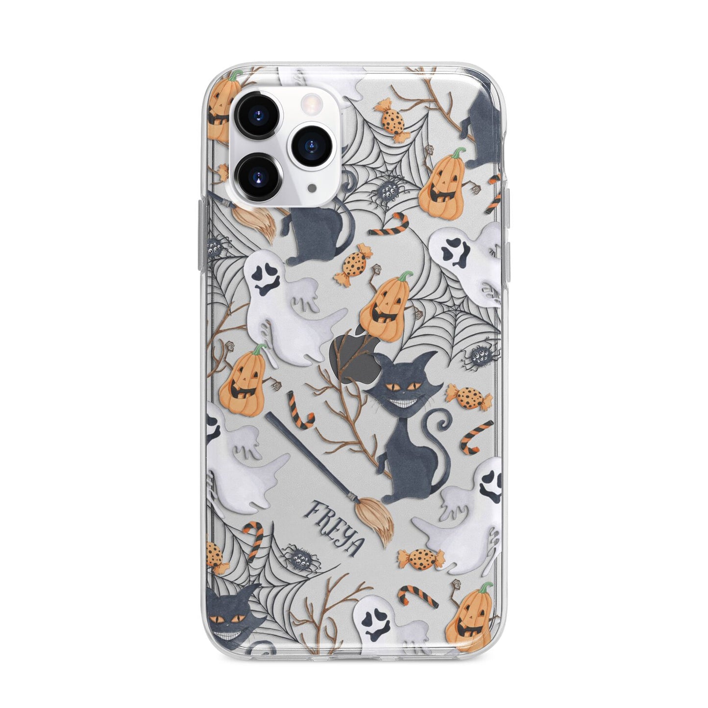 Grinning Cat Halloween Apple iPhone 11 Pro Max in Silver with Bumper Case