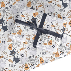 Grinning Cat Halloween Wrapping Paper