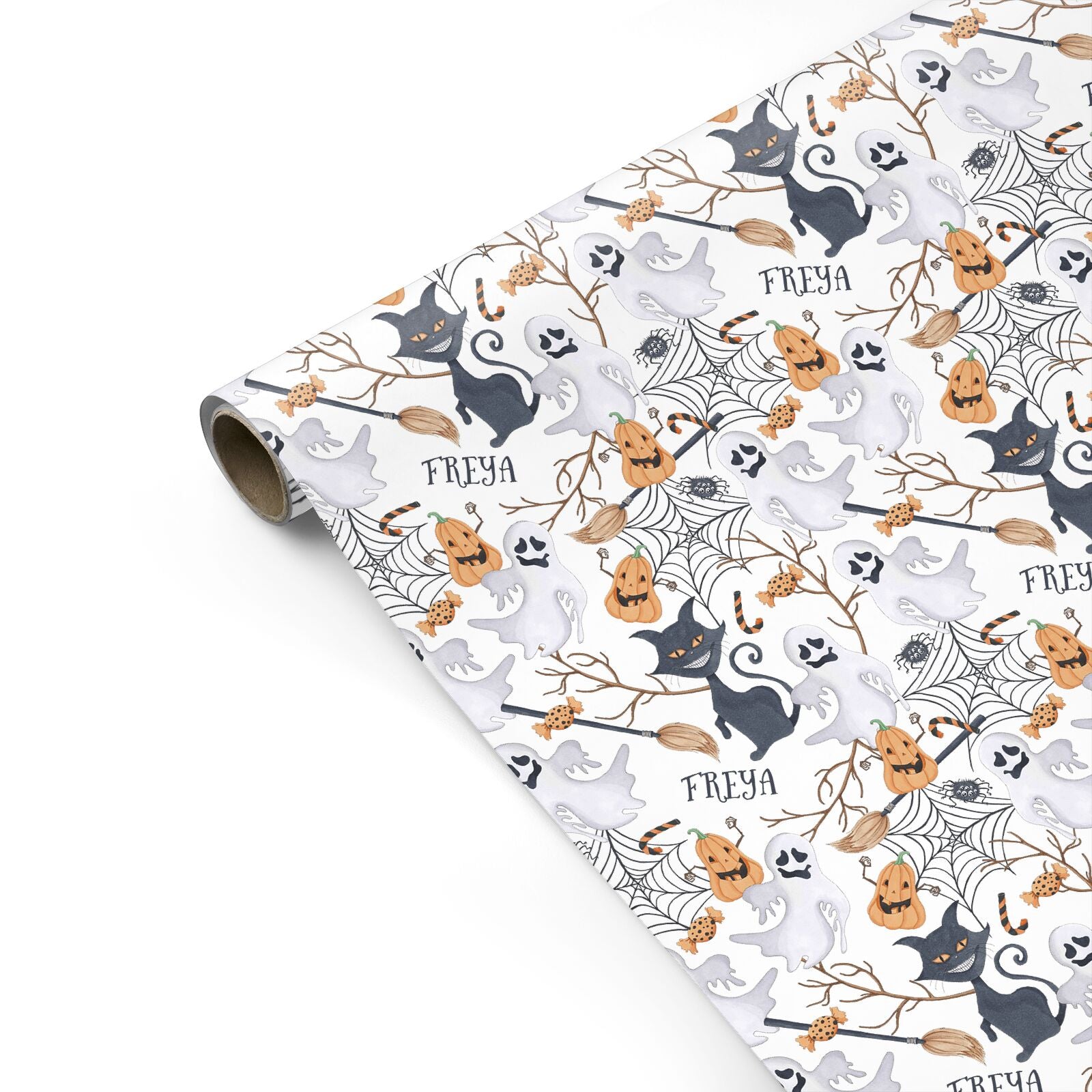 Grinning Cat Halloween Personalised Gift Wrap