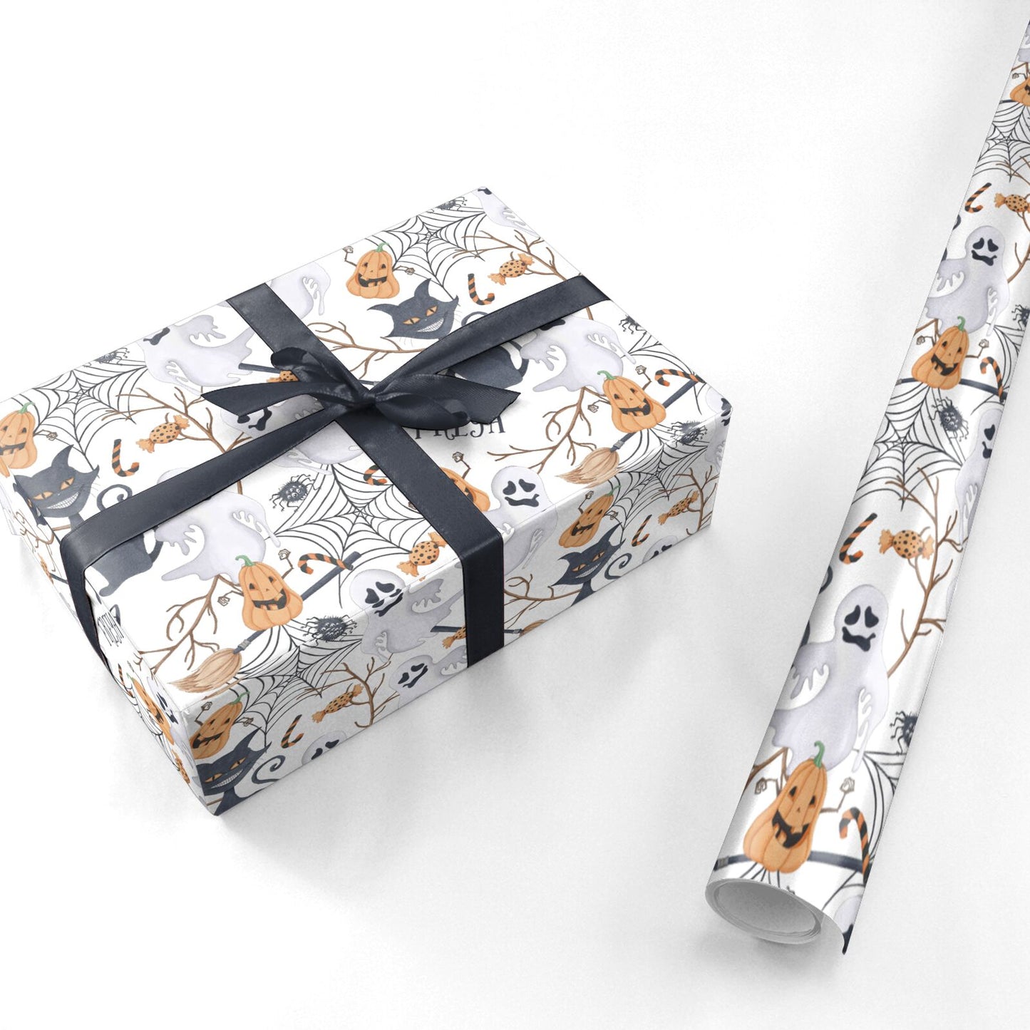 Grinning Cat Halloween Personalised Wrapping Paper