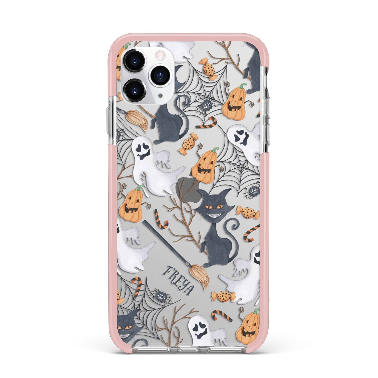 Grinning Cat Halloween iPhone 11 Pro Max Impact Pink Edge Case