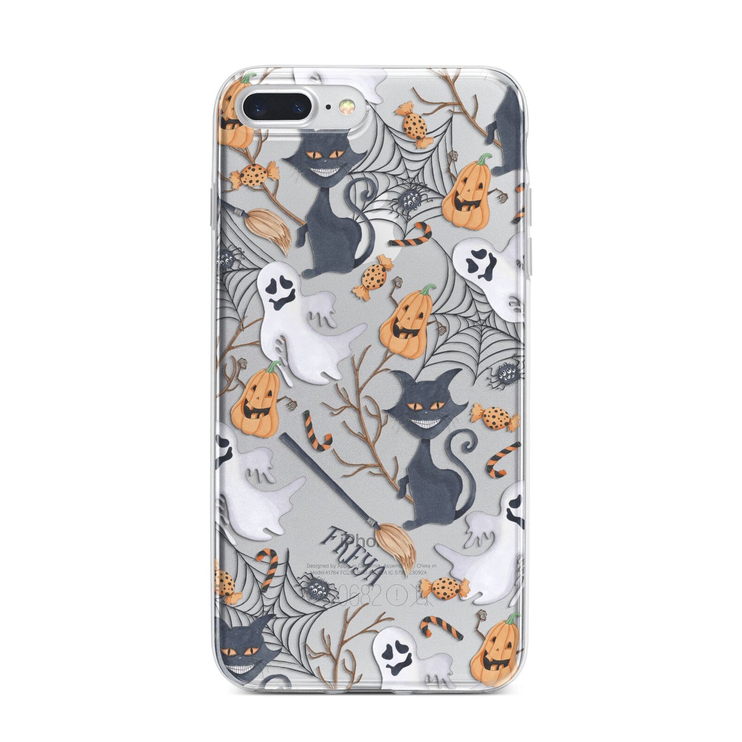 Grinning Cat Halloween iPhone 7 Plus Bumper Case on Silver iPhone