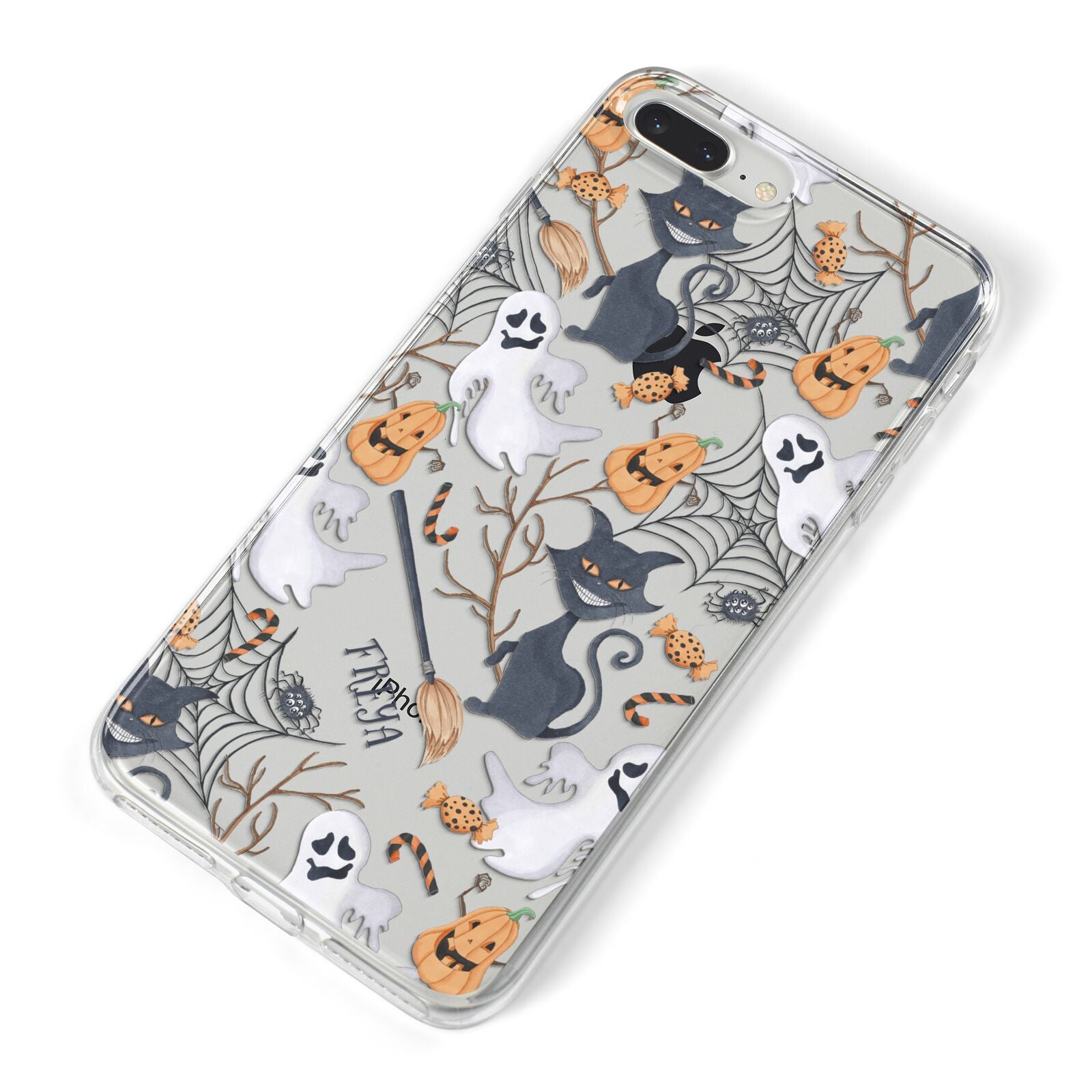 Grinning Cat Halloween iPhone 8 Plus Bumper Case on Silver iPhone Alternative Image