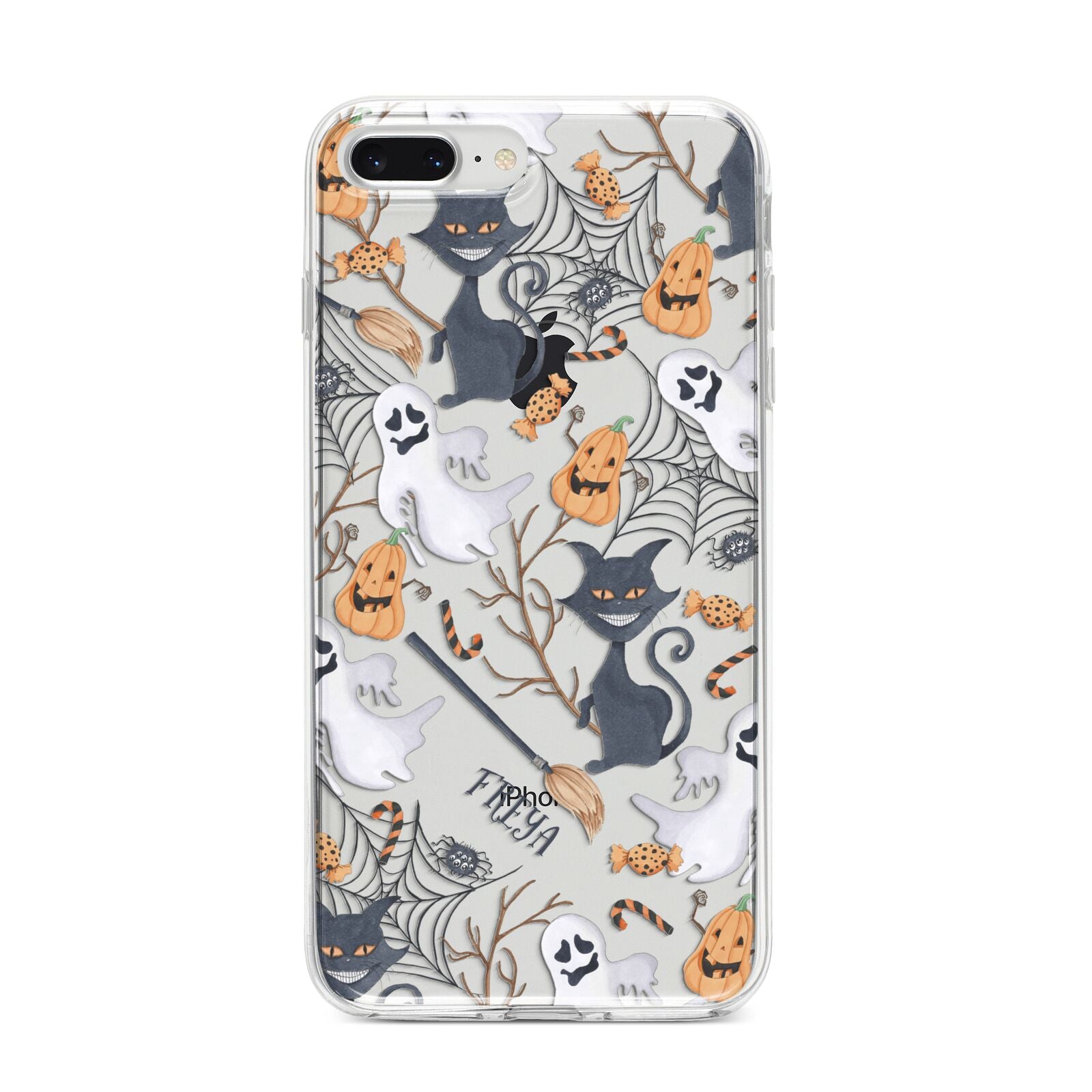 Grinning Cat Halloween iPhone 8 Plus Bumper Case on Silver iPhone