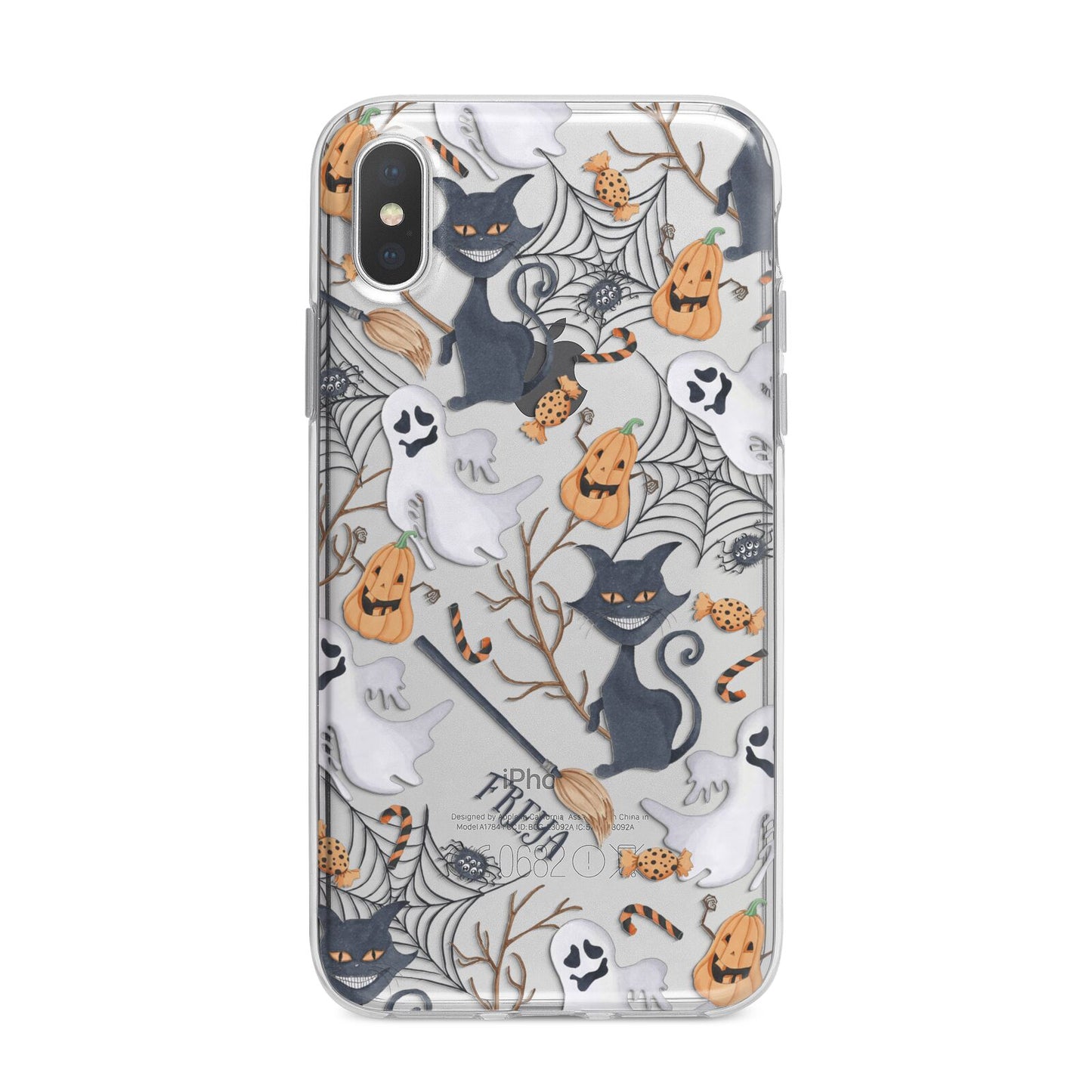 Grinning Cat Halloween iPhone X Bumper Case on Silver iPhone Alternative Image 1