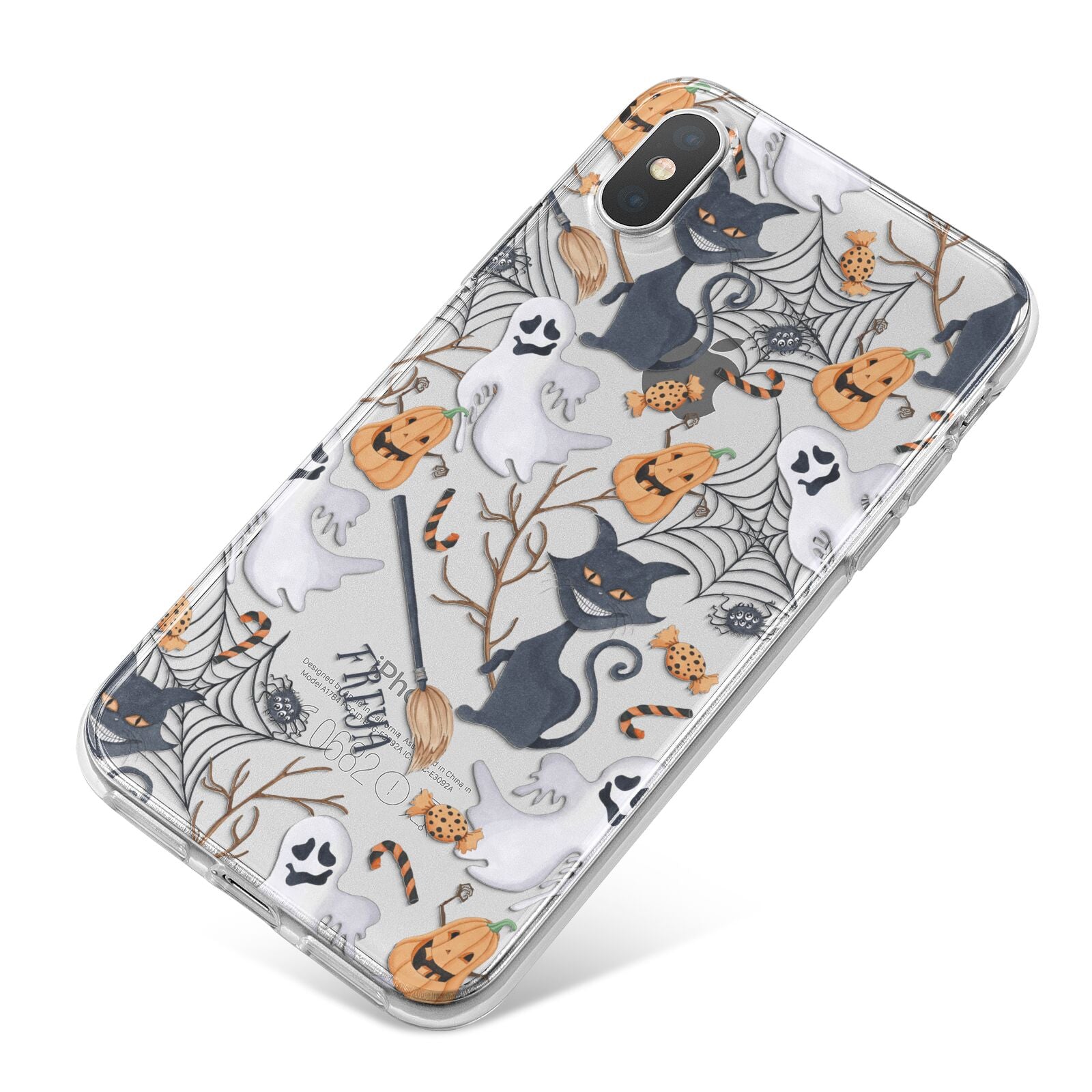 Grinning Cat Halloween iPhone X Bumper Case on Silver iPhone