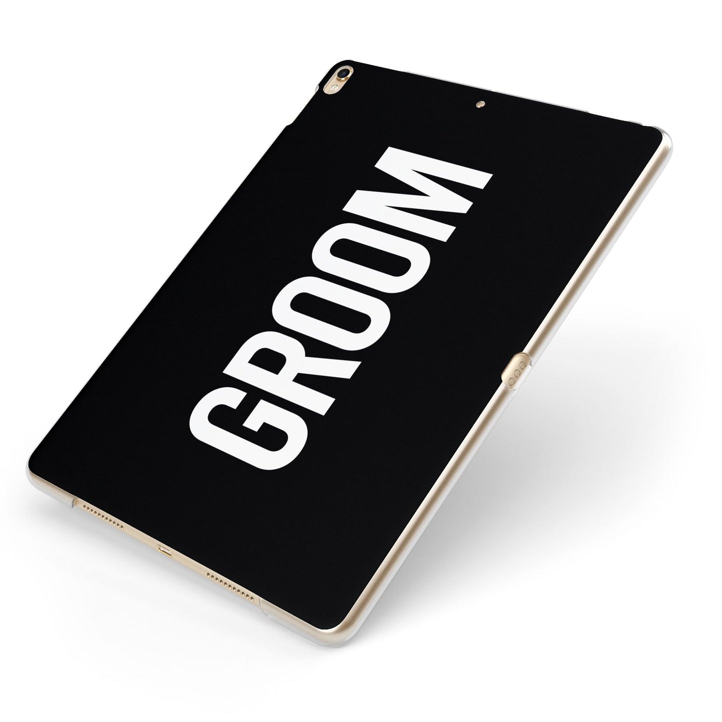 Groom Apple iPad Case on Gold iPad Side View