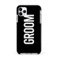 Groom Apple iPhone 11 Pro Max in Silver with Black Impact Case