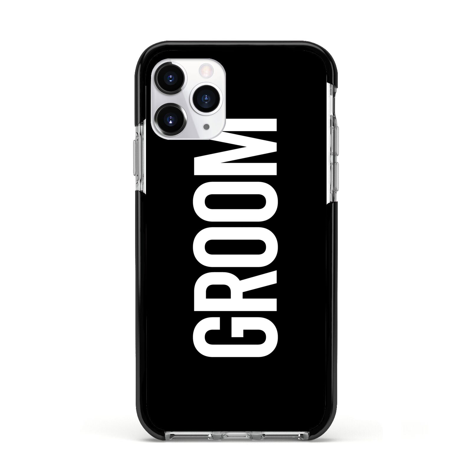 Groom Apple iPhone 11 Pro in Silver with Black Impact Case