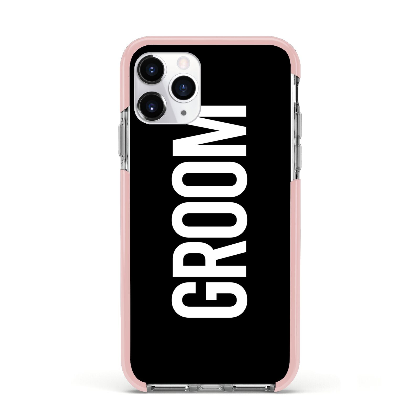 Groom Apple iPhone 11 Pro in Silver with Pink Impact Case