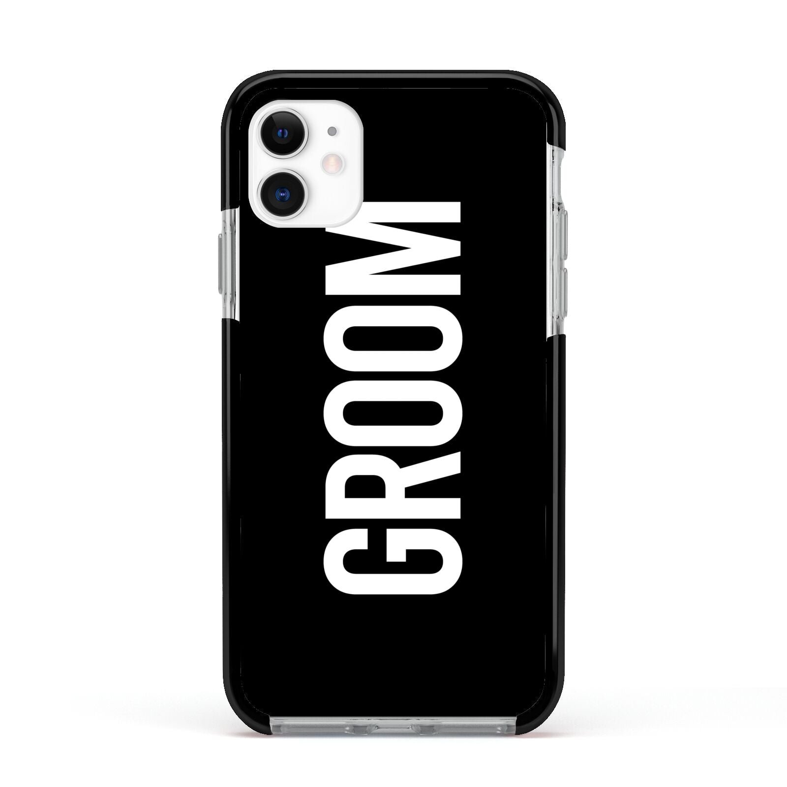 Groom Apple iPhone 11 in White with Black Impact Case