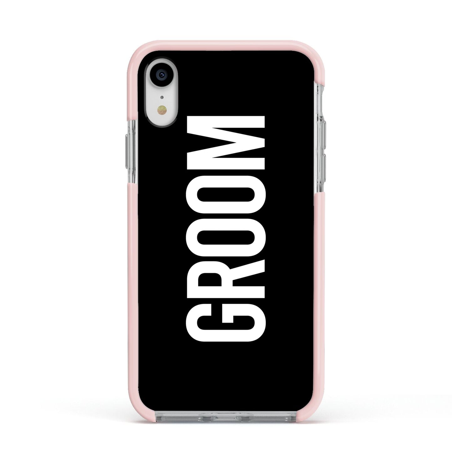 Groom Apple iPhone XR Impact Case Pink Edge on Silver Phone