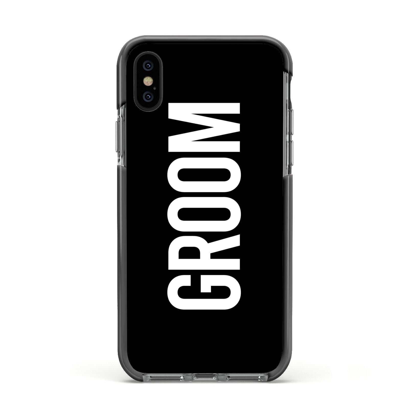 Groom Apple iPhone Xs Impact Case Black Edge on Black Phone