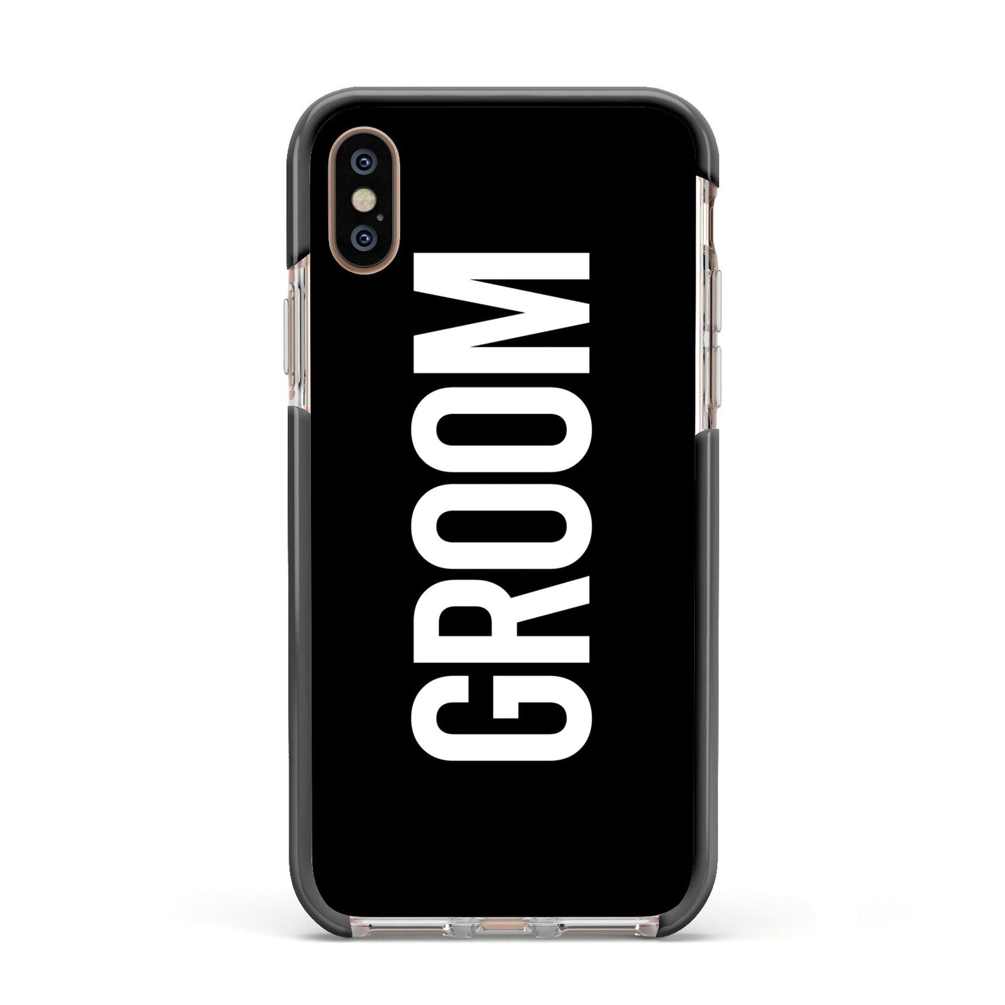 Groom Apple iPhone Xs Impact Case Black Edge on Gold Phone