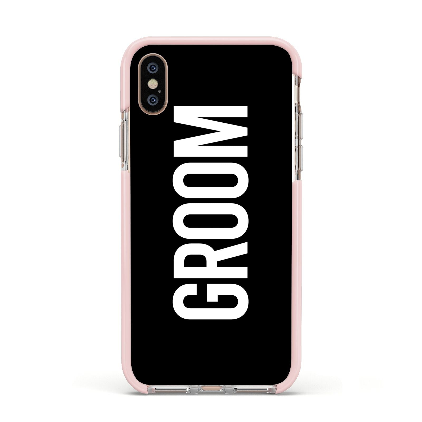 Groom Apple iPhone Xs Impact Case Pink Edge on Gold Phone